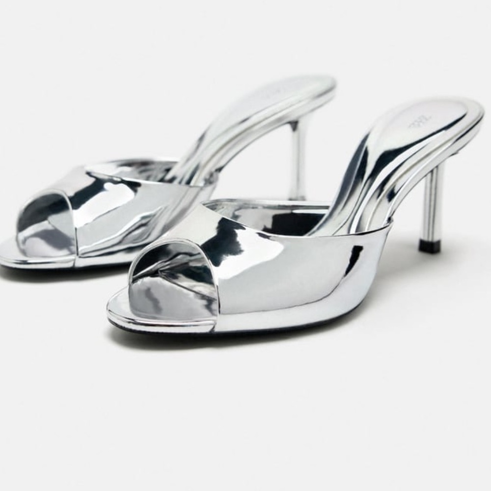 ZARA METALLIC HEEL SLIDE | Size 6